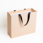 Premium matte papieren tas met zijvouw en handgrepen 9kg kleur beige