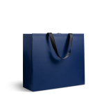 Premium matte papieren tas met zijvouw en handgrepen 9kg kleur marineblauw