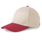 Tweekleurige katoenen sportpet met stevige structuur 250 g/m2 kleur bordeaux