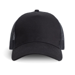 5-panel trucker cap met sluiting en gebogen klep 250 g/m2 kleur zwart
