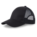 5-panel trucker cap met sluiting en gebogen klep 250 g/m2 kleur zwart