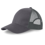 5-panel trucker cap met sluiting en gebogen klep 250 g/m2 kleur donkergrijs