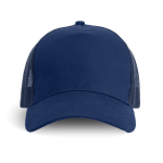 5-panel trucker cap met sluiting en gebogen klep 250 g/m2 kleur marineblauw