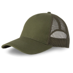 5-panel trucker cap met sluiting en gebogen klep 250 g/m2 kleur olijfgroen