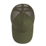 5-panel trucker cap met sluiting en gebogen klep 250 g/m2 kleur olijfgroen