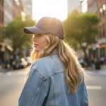 5-panel trucker cap met sluiting en gebogen klep 250 g/m2