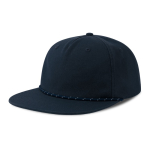 Onversterkte 5-panel cap met gerecyclede platte klep ReTraze® kleur marineblauw
