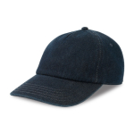 Ecologische denim baseballpet met 5 panelen en gesp-sluiting kleur donkerblauw