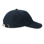 Ecologische denim baseballpet met 5 panelen en gesp-sluiting kleur donkerblauw