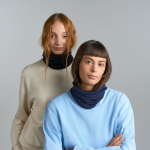 Thermoregulerende nekwarmer van gerecyclede merinowol