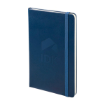 Moleskine gelijnd notitieboek met elastische sluiting kleur blauw weergave detail met logo