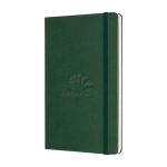 Moleskine gelijnd notitieboek met elastische sluiting kleur groen weergave detail met logo