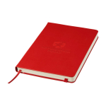 Moleskine gelijnd notitieboek met elastische sluiting kleur donkerrood weergave detail met logo
