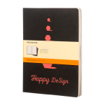 Moleskine Cahier Journal notitieboek, gelijnde pagina’s kleur zwart weergave zeefdruk