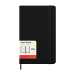 Papieren agenda per dag met lederlook en harde kaft Moleskine kleur zwart