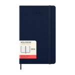 Papieren agenda per dag met lederlook en harde kaft Moleskine kleur blauw