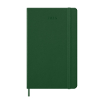 Papieren agenda per dag met lederlook en harde kaft Moleskine kleur groen tweede weergave voorkant