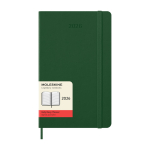 Papieren agenda per dag met lederlook en harde kaft Moleskine kleur groen