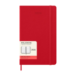 Papieren agenda per dag met lederlook en harde kaft Moleskine kleur donkerrood