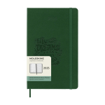 Wekelijkse agenda voor 12 maanden met harde kaft Moleskine kleur groen weergave detail met logo