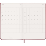Wekelijkse agenda voor 12 maanden met harde kaft Moleskine kleur donkerrood vierde weergave