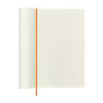 XL gelijnd notitieboek met zachte vegan Moleskine Vegea Capri kaft kleur oranje derde weergave