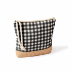 Toilettas van gerecycled katoen en jute met ruitdesign 220 g/m² kleur zwart eerste weergave