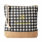 Toilettas van gerecycled katoen en jute met ruitdesign 220 g/m² kleur zwart derde weergave