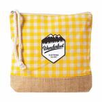 Toilettas van gerecycled katoen en jute met ruitdesign 220 g/m² kleur geel tweede weergave