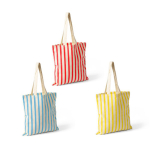 Gestreepte tas van gerecycled katoen met hengsels 180 g/m² kleur koraal vijfde weergave