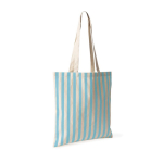 Gestreepte tas van gerecycled katoen met hengsels 180 g/m² kleur pastel blauw eerste weergave