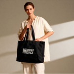 Oversize tas van katoen met zijvouw en hengsels 220 g/m² kleur zwart derde weergave