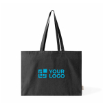 Oversize tas van katoen met zijvouw en hengsels 220 g/m² kleur zwart met afdrukgebied