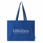 Oversize tas van katoen met zijvouw en hengsels 220 g/m² kleur blauw vierde weergave