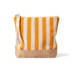 Gestreepte toilettas van katoen en jute 220 g/m² kleur oranje