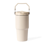 Lekvrije thermosfles van gerecycled roestvrij staal 600 ml kleur beige