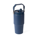 Lekvrije thermosfles van gerecycled roestvrij staal 600 ml kleur marineblauw derde weergave