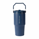 Lekvrije thermosfles van gerecycled roestvrij staal 600 ml kleur marineblauw vierde weergave
