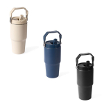 Lekvrije thermosfles van gerecycled roestvrij staal 600 ml kleur marineblauw zesde weergave
