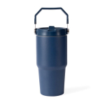 Lekvrije thermosfles van gerecycled roestvrij staal 600 ml kleur marineblauw