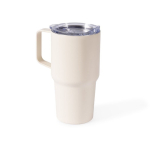 Roestvrijstalen lekvrije thermische beker met handgreep 600 ml kleur beige