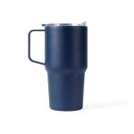 Roestvrijstalen lekvrije thermische beker met handgreep 600 ml kleur marineblauw tweede weergave