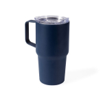 Roestvrijstalen lekvrije thermische beker met handgreep 600 ml kleur marineblauw