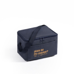 Bedrukbare koeltas met lange hengsels en ritssluiting kleur marineblauw tweede weergave