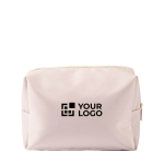 Stevige toilettas van nylon en polyester met één vak kleur beige met afdrukgebied