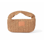 Kleine tas van papier en polyester met label voor bedrukking kleur bruin