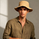 Verstelbare avonturenhoed in safaristijl van nylon en polyester kleur camel gedetailleerde weergave 4