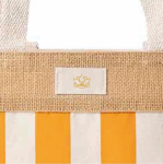 Tas van gerecycled katoen en jute met ruitdesign 220 g/m² kleur oranje derde weergave