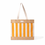 Tas van gerecycled katoen en jute met ruitdesign 220 g/m² kleur oranje