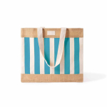 Tas van gerecycled katoen en jute met ruitdesign 220 g/m² kleur riviera blauw tweede weergave